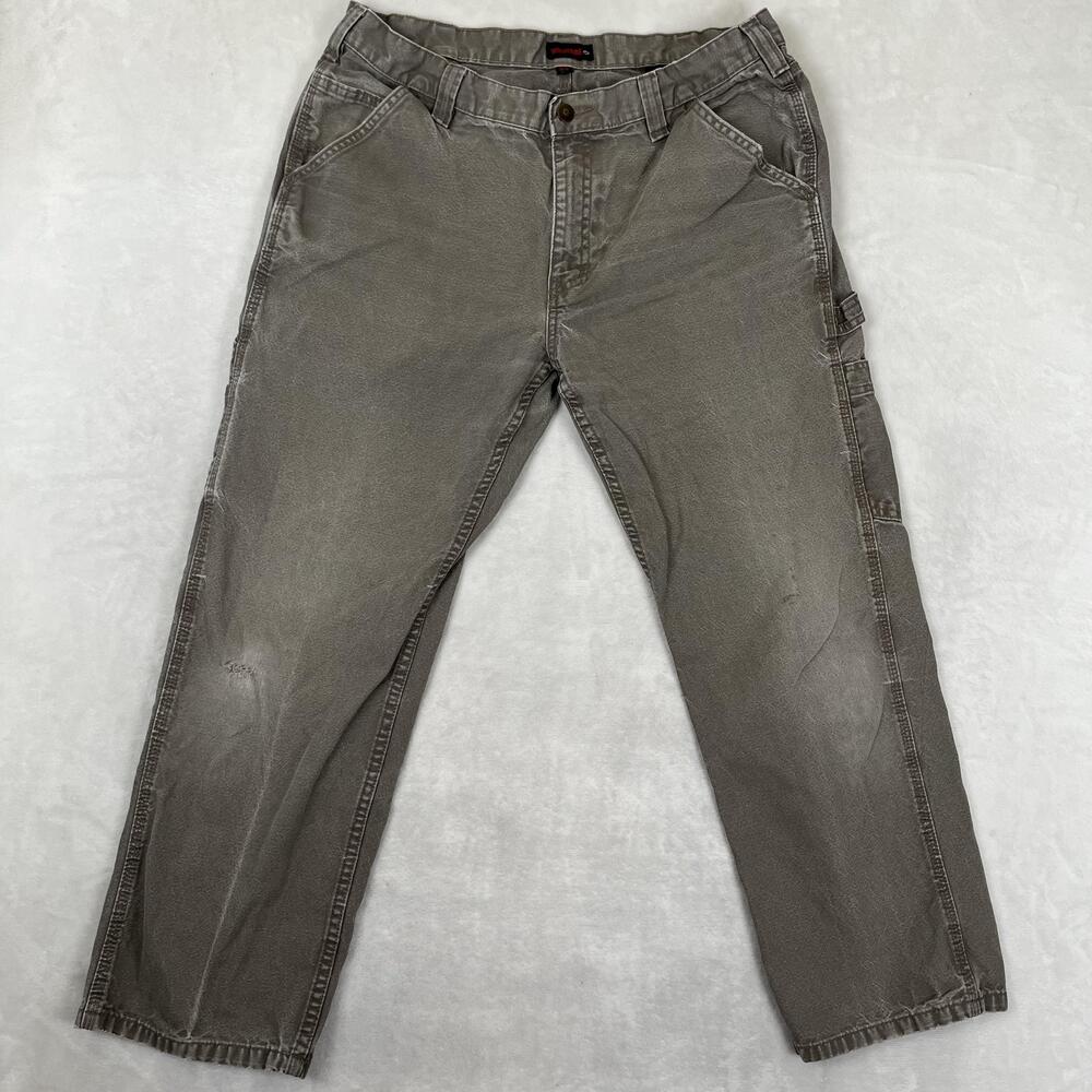 Wolverine Carpenter Pants Mens 36x30 Gray Relaxed Fit Canvas Workwear Utility